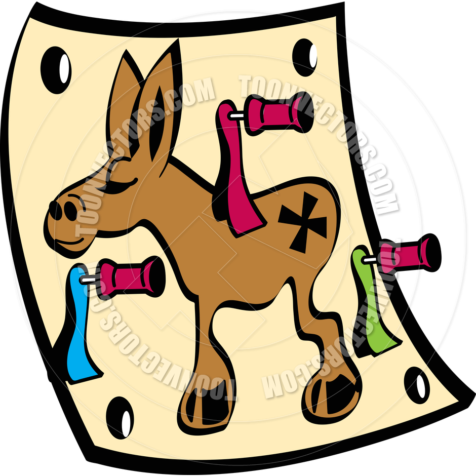 940x940 Cartoon Pin The Tail On The Donkey Game Vector Illustration By