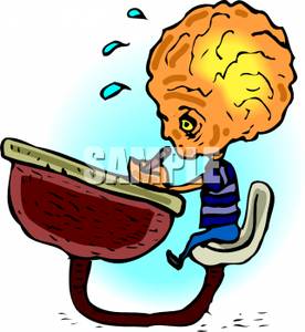 276x300 Large Headed Alien Taking A Test In School Clipart Image