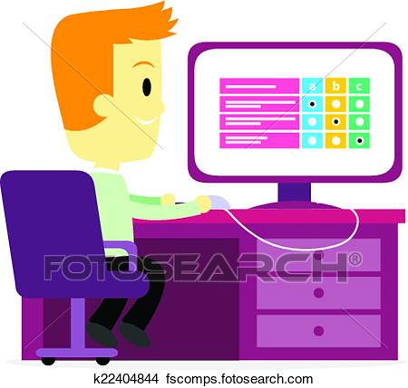 450x429 Clipart Of Employee Taking A Test On Computer K22404844
