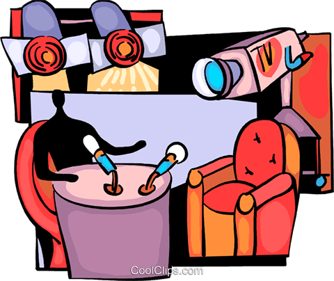 480x404 Talk Show Host Ready To Go On Air Royalty Free Vector Clip Art