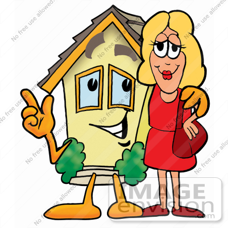 450x450 Clip Art Graphic Of A Yellow Residential House Cartoon Character