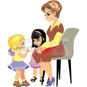 300x300 Royalty Free A Preschool Teacher Talking With Two Small Girls
