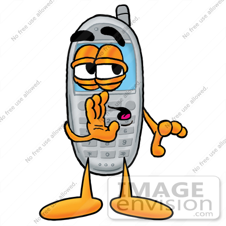 450x450 Clip Art Graphic Of A Gray Cell Phone Cartoon Character Whispering