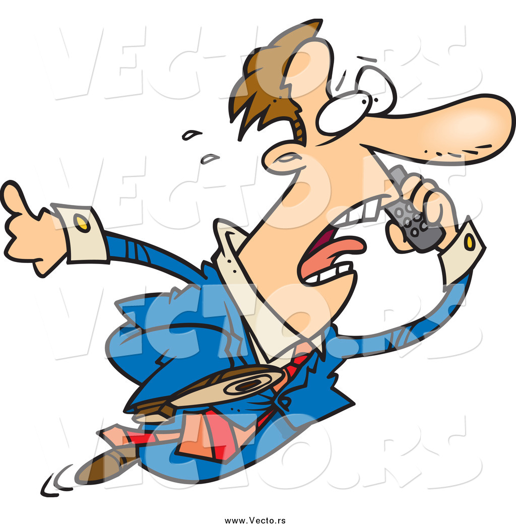 1024x1044 Vector Of A Cartoon Panicked White Businessman Running And Talking