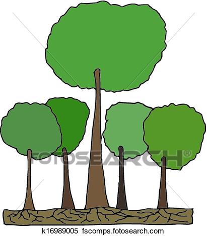 411x470 Clipart Of Tall Tree In Forest Vector K16989005