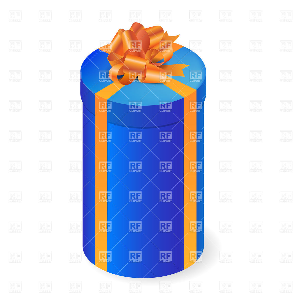 1200x1200 Round Tall Gift Box With Orange Bow Royalty Free Vector Clip Art