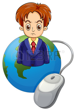 308x450 Illustration Of A Tall Man Above The Globe With A Computer Mouse
