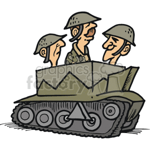 300x300 Royalty Free Three Soldiers Riding In A Green Camouflage Tank