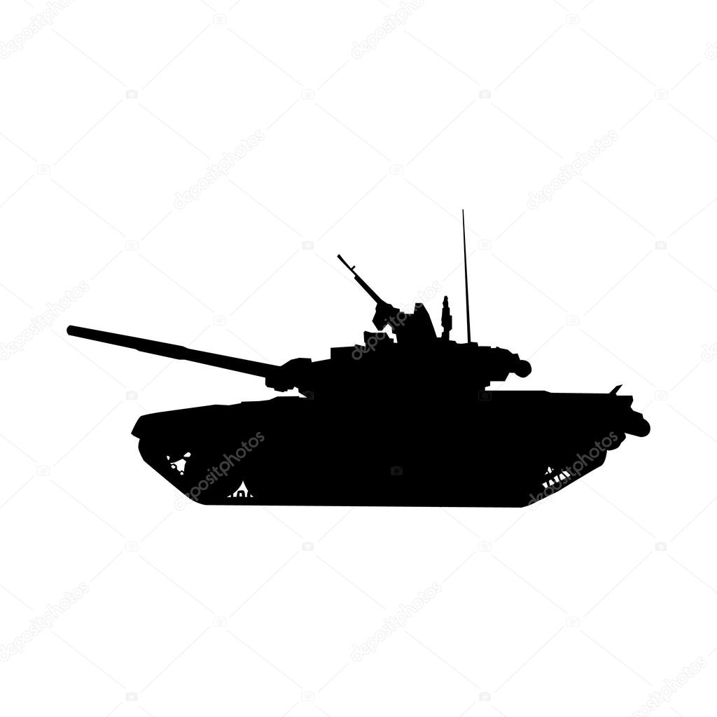 1024x1024 Military Tank Silhouette. Howitzer Icon. Vector Illustration