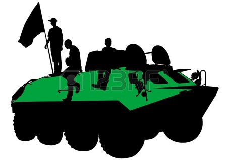 450x318 Vector Drawing Of Military Equipment, Black Silhouettes Against
