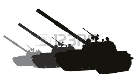 450x262 Ww2 Tank Vector Silhouette With Reflection Royalty Free Cliparts