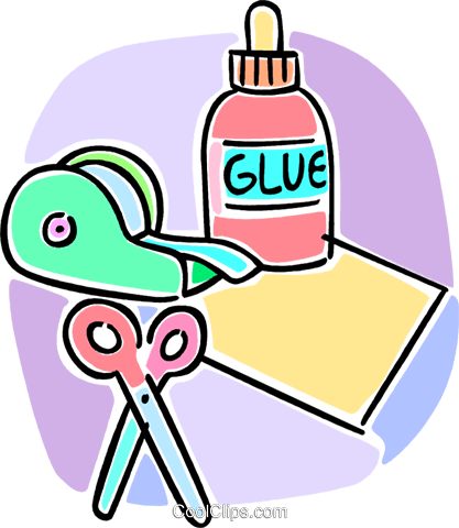 417x480 Tape, Glue And Scissors Royalty Free Vector Clip Art Illustration