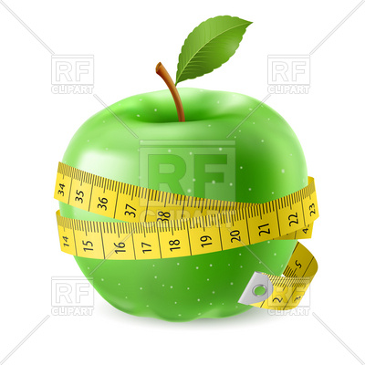 400x400 Green Apple Encircled With Measuring Tape Royalty Free Vector Clip