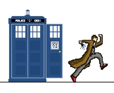 400x329 Pixel Art Dr Who (Tardis + Tenth Doctor) Geeking