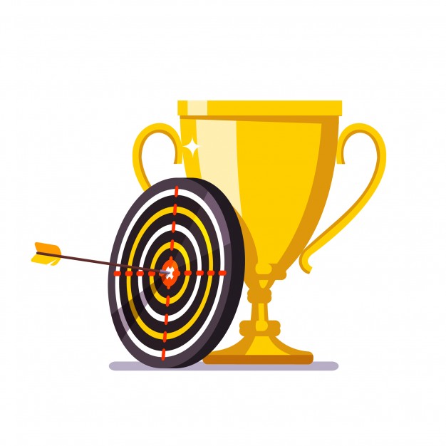 626x626 Golden Cup With Arrow Hitting In The Target Center Vector Free