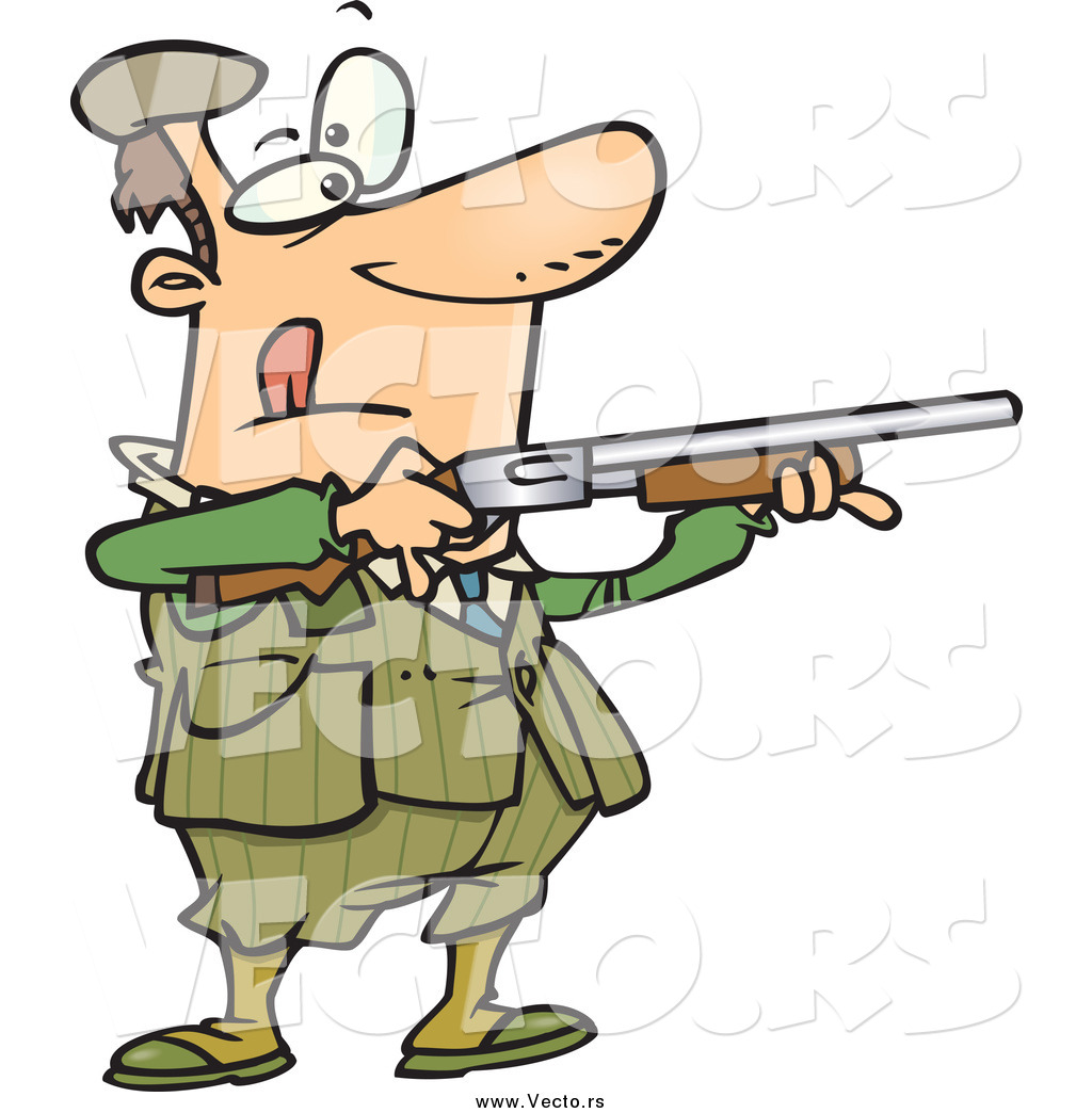 1024x1044 Vector Of A Cartoon Caucasian Man Shooting Clay Pigeons By