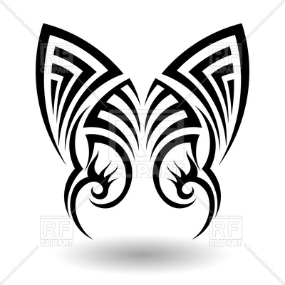 400x400 Hand Drawn Wings Tribal Tattoo Royalty Free Vector Clip Art Image