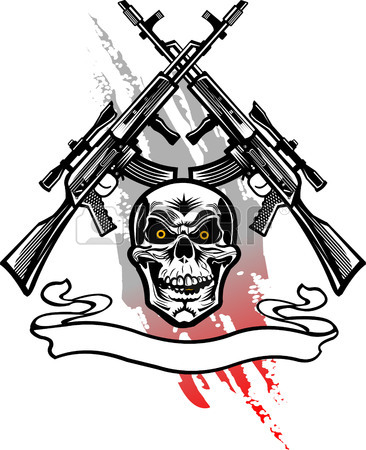 366x450 Guns And Grenade Bomb. Tattoo Combat Gas Mask Royalty Free