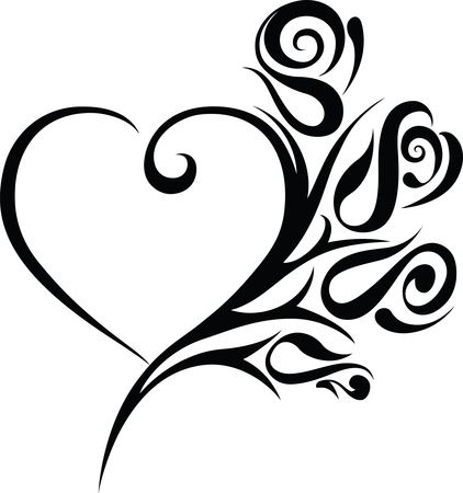 422x450 Free Clipart Of A Heart Wedding Frame With Black And White Tribal