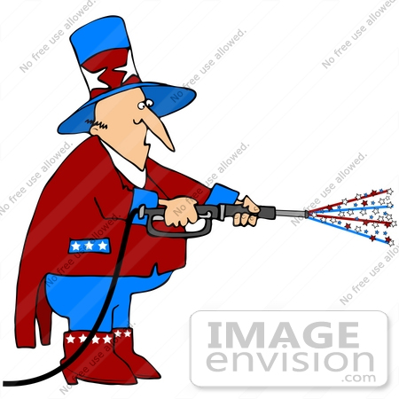 450x450 Clip Art Graphic Of Uncle Sam Using A Pressure Washer