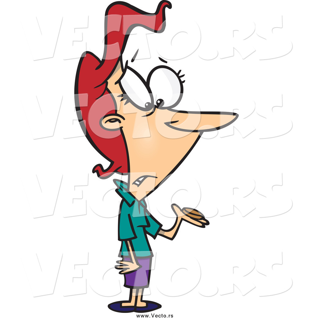 1024x1044 Vector Of A Poor Cartoon Red Haired White Woman Holding A Single