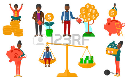 450x278 Set Of Business People. Businessman Taking Care Of Finances