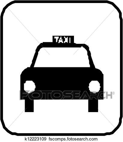409x470 Clip Art Of Taxi Silhouette K12223109