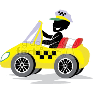300x300 Royalty Free Taxi Driver In A Yellow Cab 161318 Vector Clip Art