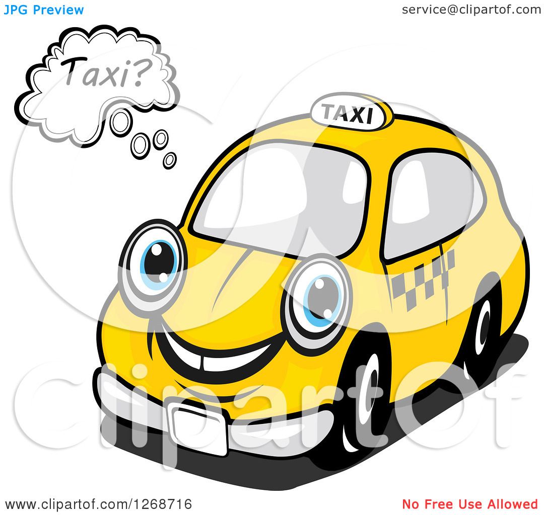 1080x1024 Clipart Of A Thinking Yellow Taxi Cab