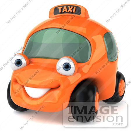 450x450 Royalty Free (Rf) Illustration Of A 3d Orange Taxi Cab Smiling