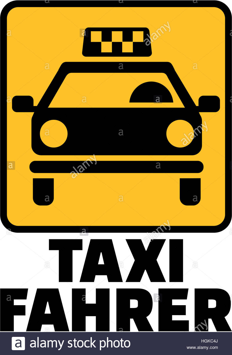 911x1390 Yellow Cab Icon With German Taxi Driver Job Title Stock Photo