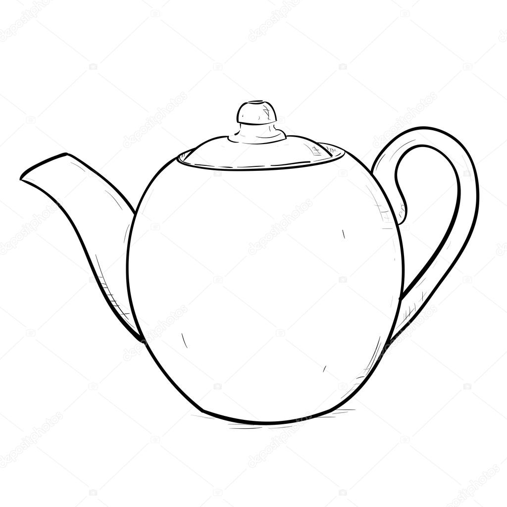 1024x1024 Outline Sketch Of Teapot Stock Vector Beatwalk