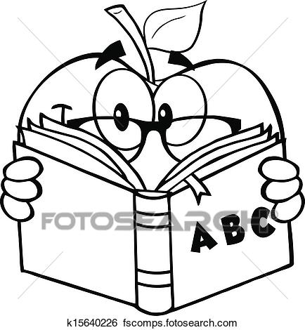 434x470 Clip Art Of Black And White Apple Teacher K15640226