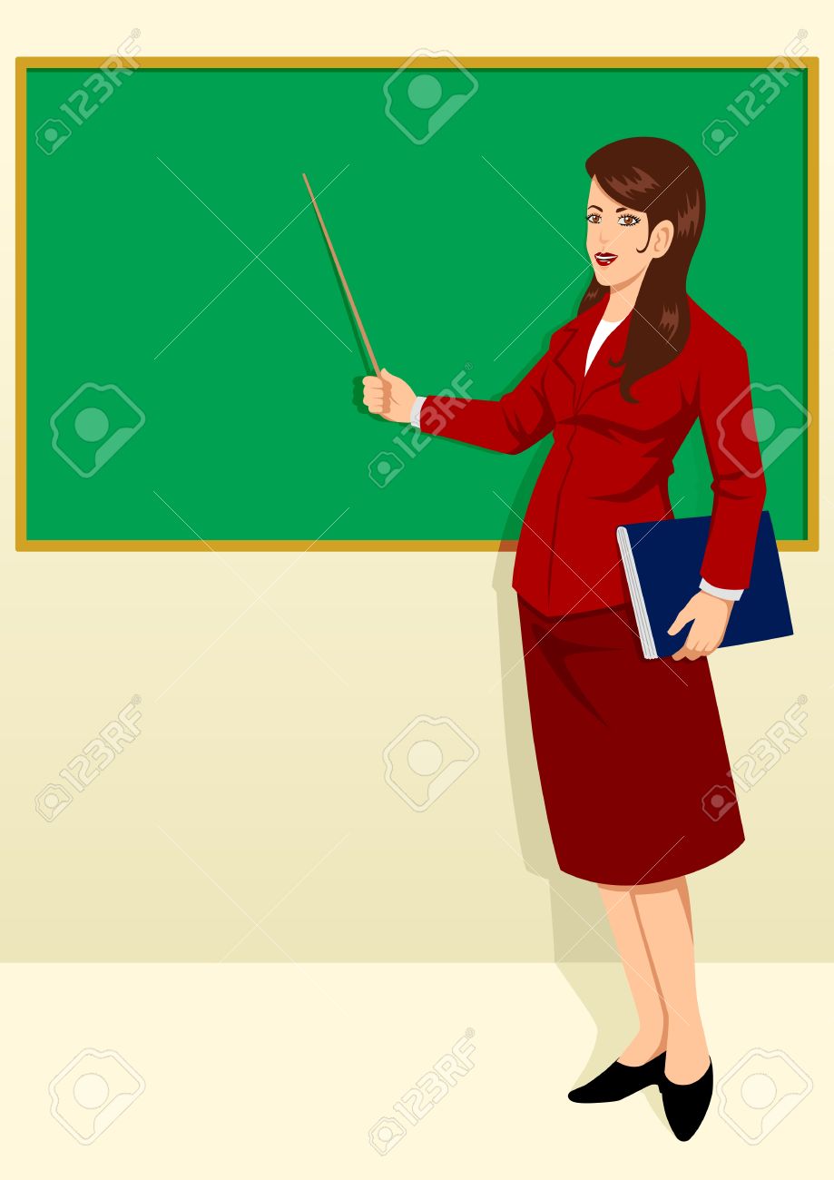 919x1300 A Teacher In A Classroom With A Skirt On Clipart