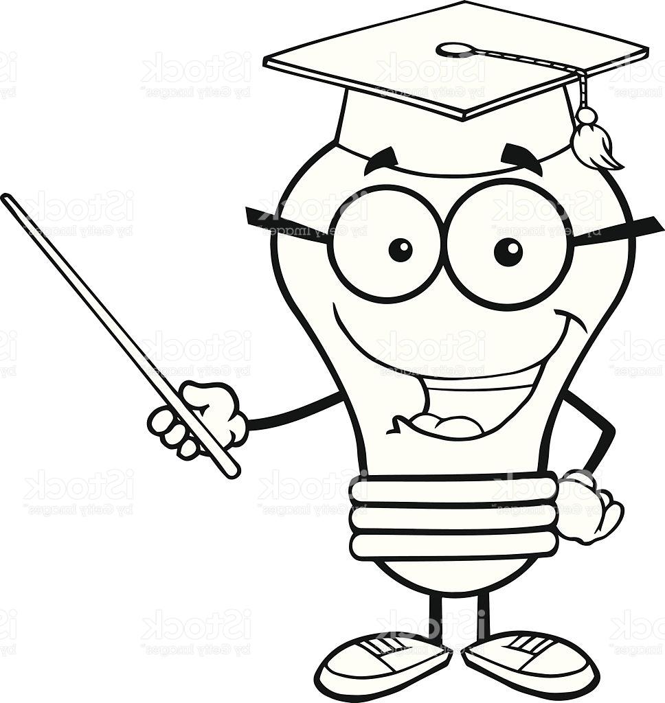 968x1024 Best 15 Black And White Light Bulb Teacher With Pointer Vector Image