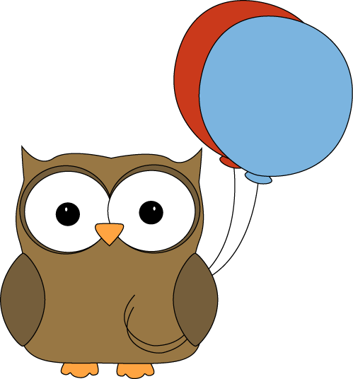 499x536 Brown Owl With Balloons Clip Art