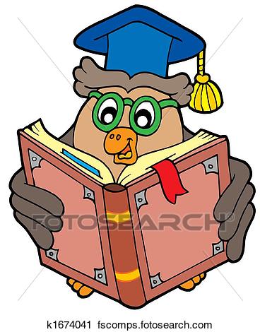 368x470 Clipart Of Owl Teacher Reading Book K1674041