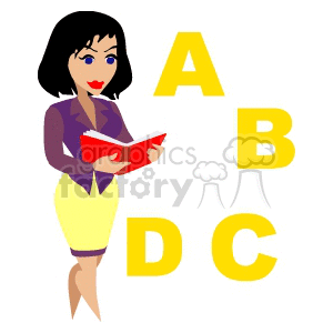300x300 Royalty Free A Teacher Reading From A Book 139287 Vector Clip Art