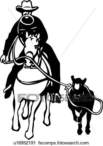 331x470 Clipart Of Calf Roping U16952191