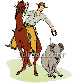 350x345 Cowboy Roping A Sheep