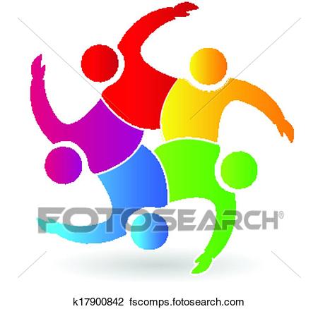 450x438 Clipart Of Teamwork 5 People Hugging Logo K17900842