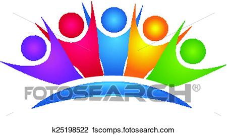 450x268 Clipart Of Teamwork Colorful Happy Group Logo K25198522