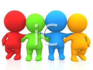 300x225 Colorful Cartoon Of Four People Representing Teamwork