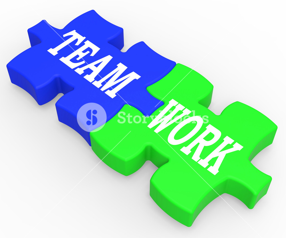 1000x833 Teamwork Shows Combined Effort And Cooperation Royalty Free Stock