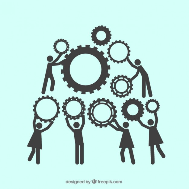 626x626 Teamwork With Gears Free Vector 123freevectors
