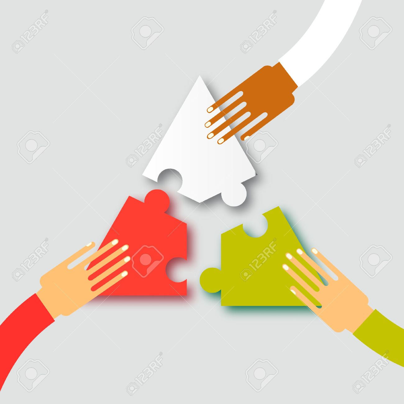 1300x1300 Three Hands Together Team Work. Hands Putting Puzzle Pieces