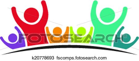 450x199 Clipart Of Teamwork Six Friends Image. K20778693