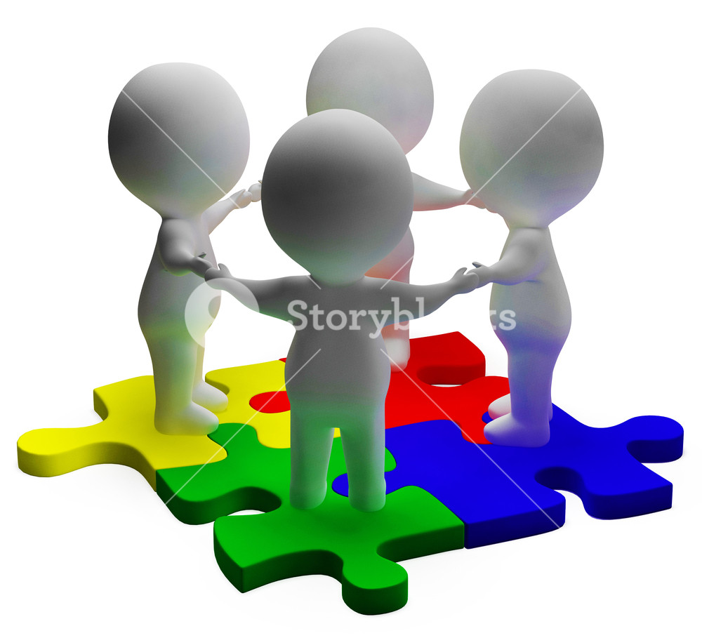 1000x909 Puzzle Solved And 3d Characters Displaying Team And Teamwork