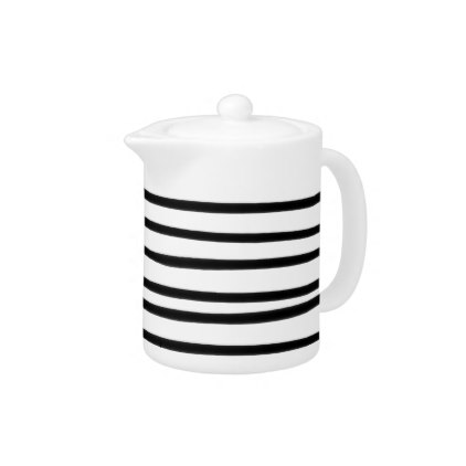 422x422 Abstract Hand Drawn Black White Stripe Artistic Teapot Tea Pots