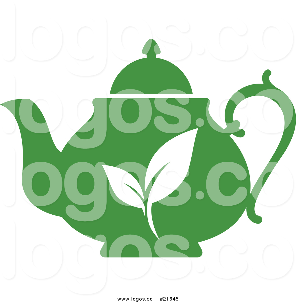1024x1044 Royalty Free Vector Logo Of A Green Tea Pot With Plant Leaves